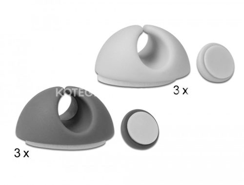 Delock öntapadós kábel tartó készlet 6 darabos max 6,5mm átmérőjű kábelhez