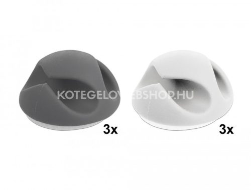 Delock öntapadós kábeltartó kettes kábelrendezővel 6 darabos készlet max. 6mm átmérőjű kábelekhez
