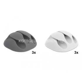   Delock öntapadós kábeltartó hármas kábelrendezővel 6 darabos készlet max 5mm átmérőjű kábelekhez