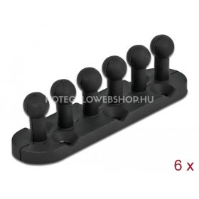   Delock öntapadós / csavarozható fekete ötös kábeltartó max 5 mm átmérőjű kábelekhez 6 darab/csomag