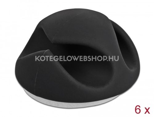Delock öntapadós kábeltartó kettes kábelrendezővel fekete max. 6mm átmérőjű kábelekhez 6 darab/készlet