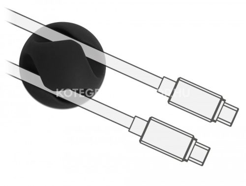 Delock öntapadós kábeltartó MINI szett fekete, kettes kábelrendezővel 10 darab/csomag max. 4mm átmérőjű kábelekhez