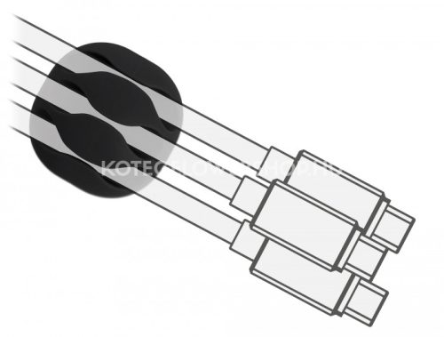 Delock öntapadós kábeltartó hármas kábelrendezővel fekete / fehér max. 5mm átmérőjű kábelekhez, 6 darabos készlet