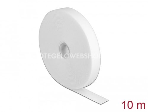 Tépőzáras gyorskötöző Delock VELCRO vágható fehér 10m x 20mm vezetékrendező