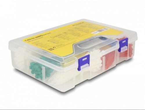 Colored cable tie set with professional tensioning tool in resealable box (600 pcs)