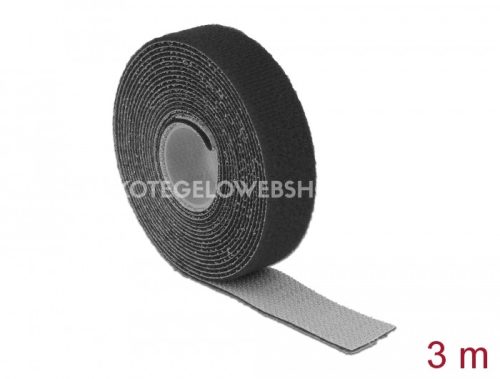 Tépőzáras kötegelő Delock VELCRO vágható fekete 3m x 20mm