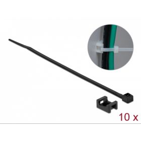   Gyorskötöző talp csavarral rögzíthető 15x10mm + gyorskötöző 200x3,6 fekete (10db)