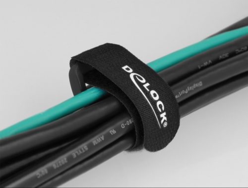 Delock Klett-Kabelbinder mit Schlaufe, schwarz 190 x 25 mm (5 Stk./Pack) [19531]