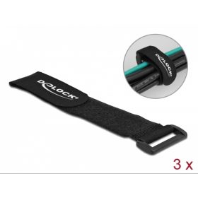   Befűzős hurkolható tépőzáras kábelkötegelő fekete 280 x 38mm (3db/csomag)