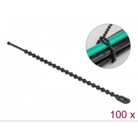   Újrahasználható zsákzáró gyöngyös gyorskötöző 100x2,4 fekete (100db) [19566]