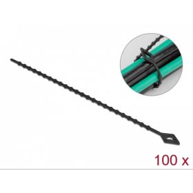   Újrahasználható zsákzáró gyöngyös gyorskötöző 150x2,4 fekete (100db) [19568]