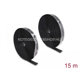   Tépőzáras öntapadós tartós erős ragasztóval ellátott vágható kötegelő A és B oldal 15 m x  25 mm fekete