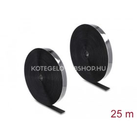   Tépőzáras öntapadós tartós erős ragasztóval ellátott vágható kötegelő A és B oldal 25 m x  25 mm fekete