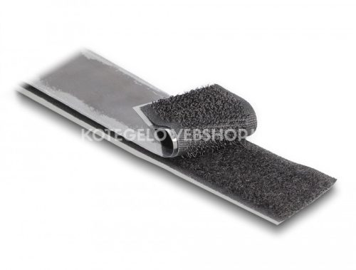 Tépőzáras öntapadós tartós erős ragasztóval ellátott vágható kötegelő A és B oldal 25 m x  25 mm fekete