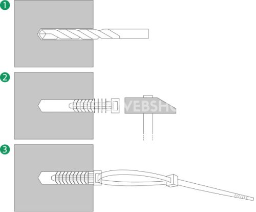 Push-in cable tie mount for Ø8 mm hole (for concrete and brick), 1 pc - SapiSelco [ALE.3.401]