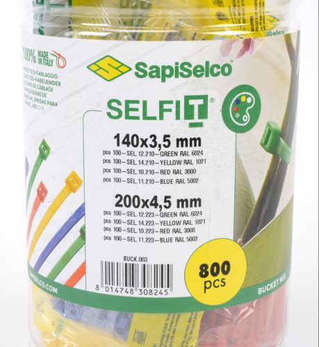 Colored cable tie set (800 pcs) Type: SapiSelco SELFIT [BUCK.003]