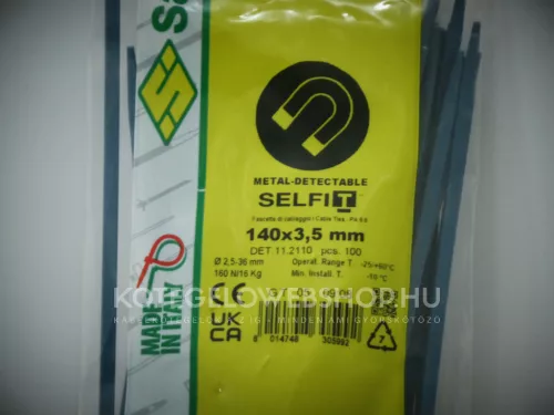 140x3,5 Detektálható - Röntgenezhető gyorskötöző, kábelkötegelő (100db/csomag) Típus: SapiSelco DET