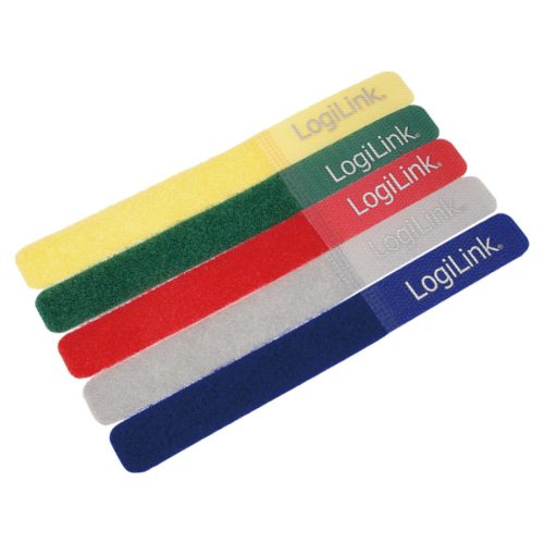 Tépőzáras kötegelő LogiLink 5db-os 180x20mm színes vezetékrendező