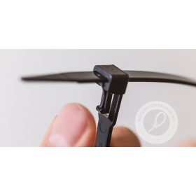  Re-openable black cable tie 200x7.5 - releasable zip tie (100 pcs/package) SapiSelco Click Tie [RIA.3.232R]