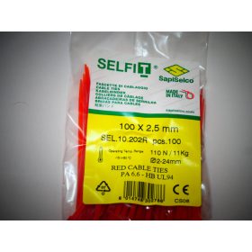   Red cable tie 100x2.5 mm SapiSelco - premium quality (1 pack / 100 pcs) [SEL.10.202R]
