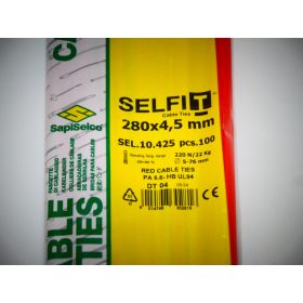 280x4,5 piros gyorskötöző - piros kábelkötegelő (100db/csomag) Típus: SapiSelco SELFIT COLOR