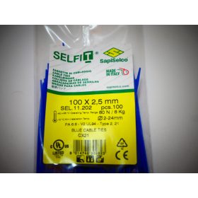   Blue cable tie 100x2.5 mm SapiSelco - premium quality (1 pack / 100 pcs) [SEL.11.202R]