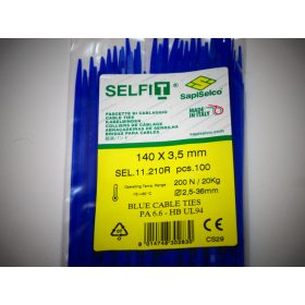   Blue cable tie 140x3.5 mm SapiSelco - premium quality (1 pack / 100 pcs) [SEL.11.210R]