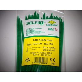 140x3,5 zöld gyorskötöző - zöld kábelkötegelő (100db/csomag) Típus: SapiSelco SELFIT COLOR