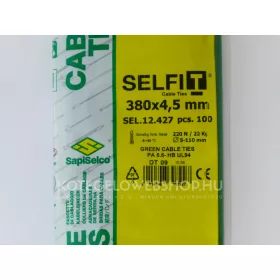   Grüner Kabelbinder 380x4,5 mm SapiSelco - Premiumqualität (1 Pkg. / 100 Stk.) [SEL.12.427]
