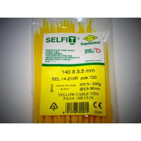   Yellow cable tie 140x3.5 mm SapiSelco - premium quality (1 pack / 100 pcs) [SEL.14.210R]