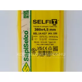   Gelber Kabelbinder 380x4,5 mm SapiSelco – Premiumqualität (1 Pkg. / 100 Stk.) [SEL.14.427]
