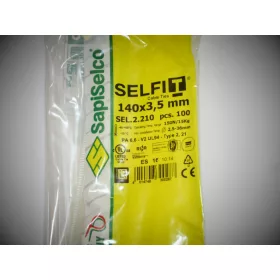 SapiSelco SELFIT cable tie 140x3.5 mm – natural color, 1 pack = 100 pcs, industrial quality (SEL.2.210)