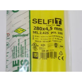 Gyorskötöző - Kábelkötegelő 280x4,5 Natúr ERŐS, tartós SapiSelco SELFIT iparilag is minősített kötegelő 100db/csomag [SEL.2.425]