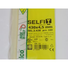 Cable tie SapiSelco SELFIT 430x4.5 mm – natural color, 1 pack = 100 pcs, industrial quality (SEL.2.428)