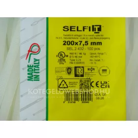 SapiSelco SELFIT Cable Tie 200x7.5 mm – Black, 1 pack = 100 pcs, Industrial Quality (SEL.3.432)