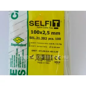 100x2,5 szürke gyorskötöző - szürke kábelkötegelő (100db/csomag) Típus: SapiSelco SELFIT COLOR