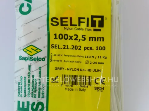 Grey cable tie 100x2.5 mm SapiSelco - premium quality (1 pack / 100 pcs) [SEL.21.202R]