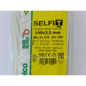 140x3,5 szürke gyorskötöző - szürke kábelkötegelő (100db/csomag) Típus: SapiSelco SELFIT COLOR