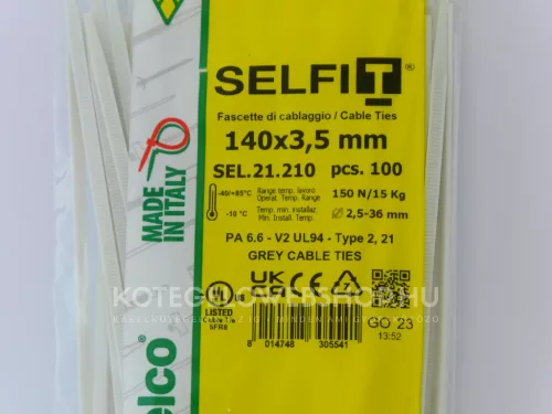 Grey cable tie 140x3.5 mm SapiSelco - premium quality (1 pack / 100 pcs) [SEL.21.210R]