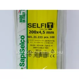 200x4,5 szürke gyorskötöző - szürke kábelkötegelő (100db/csomag) Típus: SapiSelco SELFIT COLOR