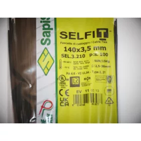 SapiSelco SELFIT cable tie 140x3.5 mm – black, 1 pack = 100 pcs, industrial quality (SEL.3.210)