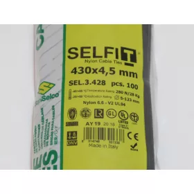 Kábelkötegelő 430x4,5 fekete Gyorskötöző