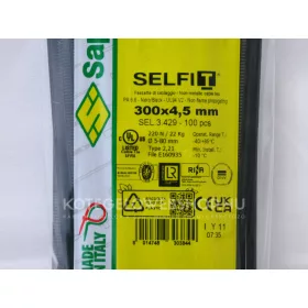 SapiSelco SELFIT Cable Tie 300x4.5 mm – black color, pack of 100 pcs, industrial quality (SEL.3.429)