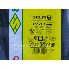   Kabelbinder 200x7,5 mm - schwarz, SapiSelco SELFIT Industriequalität, 1 Pack = 100 Stück [SEL.3.432]