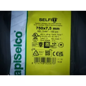 Cable Tie 750x7.5 mm - Black Color, SapiSelco SELFIT - Industrial Quality, 1 pack = 100 pcs [SEL.3.441]
