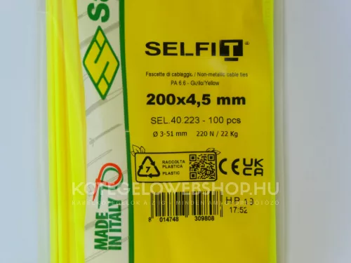 Fluoreszierend gelber Kabelbinder 200x4,5 mm SapiSelco (1 Pkg. = 100 Stk.) [SEL.40.223R]