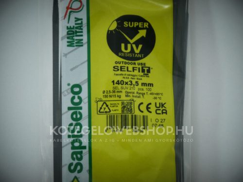 Super UV álló 140x3,5 gyorskötöző kritikus alkalmazásokhoz közvetlen napsugárzásnak kitett helyre SapiSelco [SEL.SUV.210R]