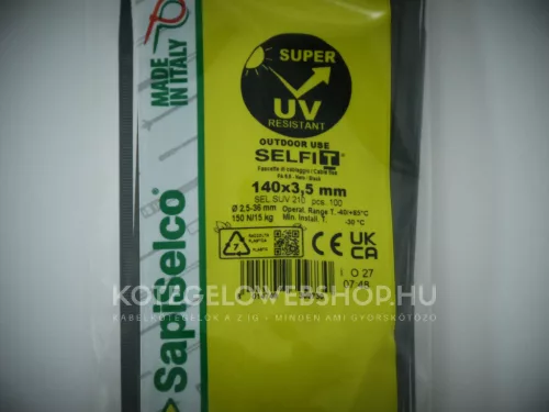 Super UV-resistant 140x3.5 cable tie for critical applications in direct sunlight - SapiSelco [SEL.SUV.210R]