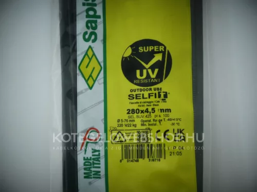 Super UV-resistant 280x4.5 cable tie for critical applications in direct sunlight - SapiSelco [SEL.SUV.425R]