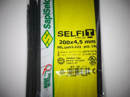 UV-resistant cable tie 200x4.5 for outdoor applications (100 pcs/package) SapiSelco [SEL.UVV2.223R]